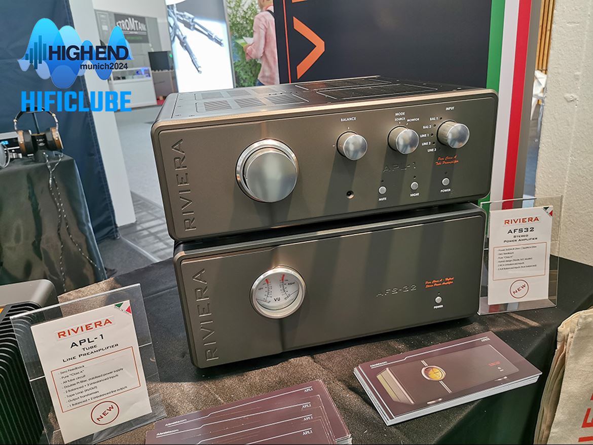 Riviera Labs: APL-1, o primeiro amplificador integrado stereo da marca; e AFS32, o primeiro amplificador stereo. E, claro, estava lá também o meu amado AIC10 Headphone Amplifier com um par de Hifiman Susvara para quem quisesse ouvir.Mas quem melhor que Silvio Delfino, que conheço há 40 anos (e até sabe falar Português)) para nos apresentar (em Inglês, porque é mais universal) os novos produtos no vídeo em baixo.