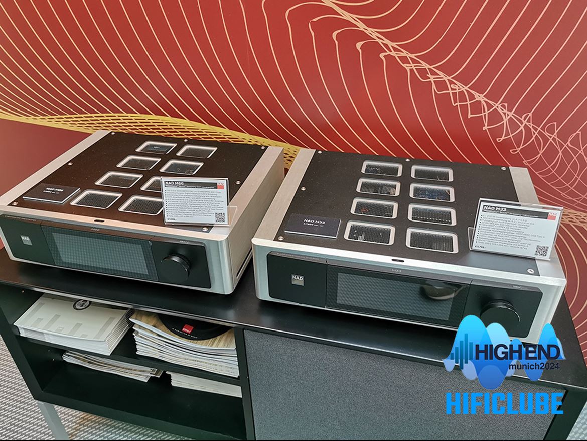 NAD M33 Direct Digital Streaming Amplifier (esq.) e M66 Digital Streaming DAC foram amplamente utilizados nas demonstrações com colunas Dali.