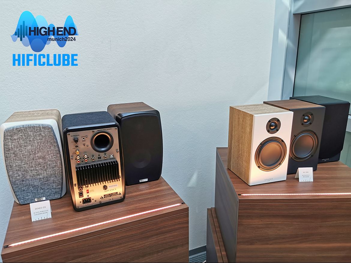 A Advance Paris também comercializa colunas, embora a Delaudio aposte mais nos amplificadores híbridos e streamers. Na foto (esq.) temos as monitoras Zeneo ZX ativas; à direita, temos as bookshelf KC-100