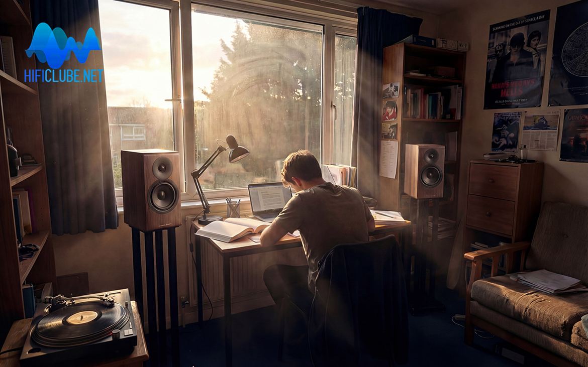 The AE300-2 fit well in a student's den.