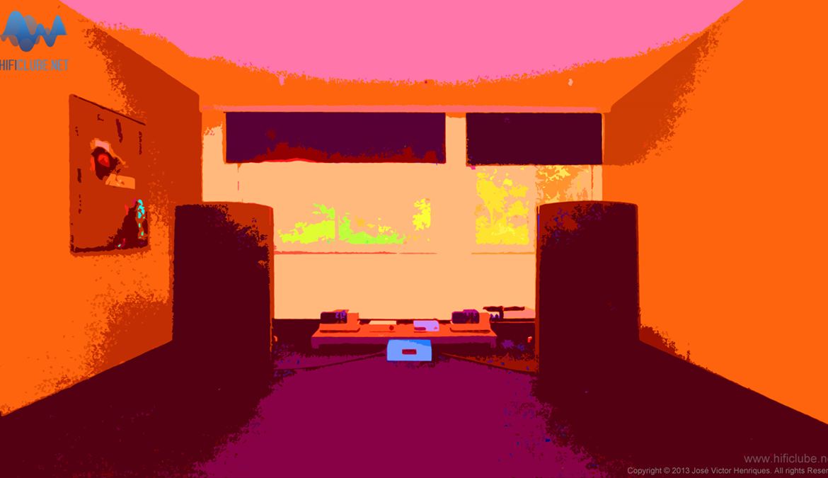 O sistema Quad, na sala principal da Viasonica, numa visão 'artística' de JVH