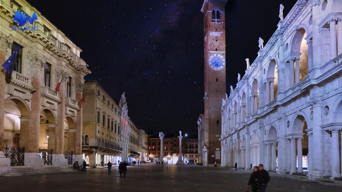 A bela cidade de Vicenza - passeio à noite