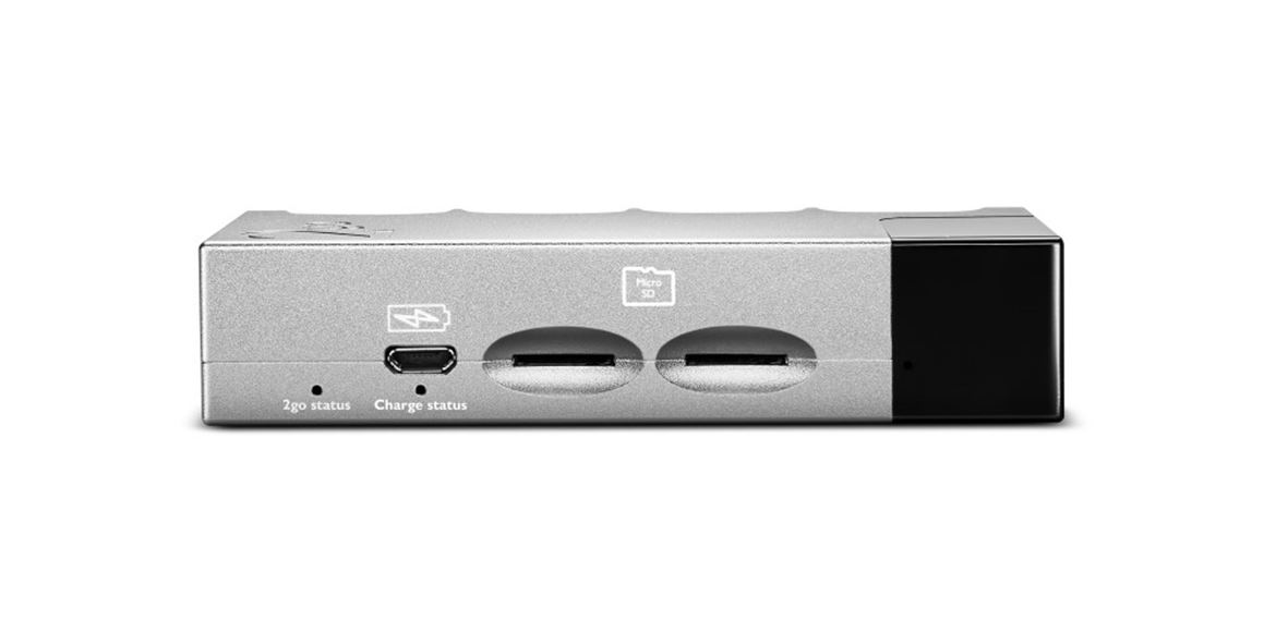 Chord 2GO - carregamento por USB ou com o carregador do Hugo 2. Slots para cartões MicroSD (2+2TB)