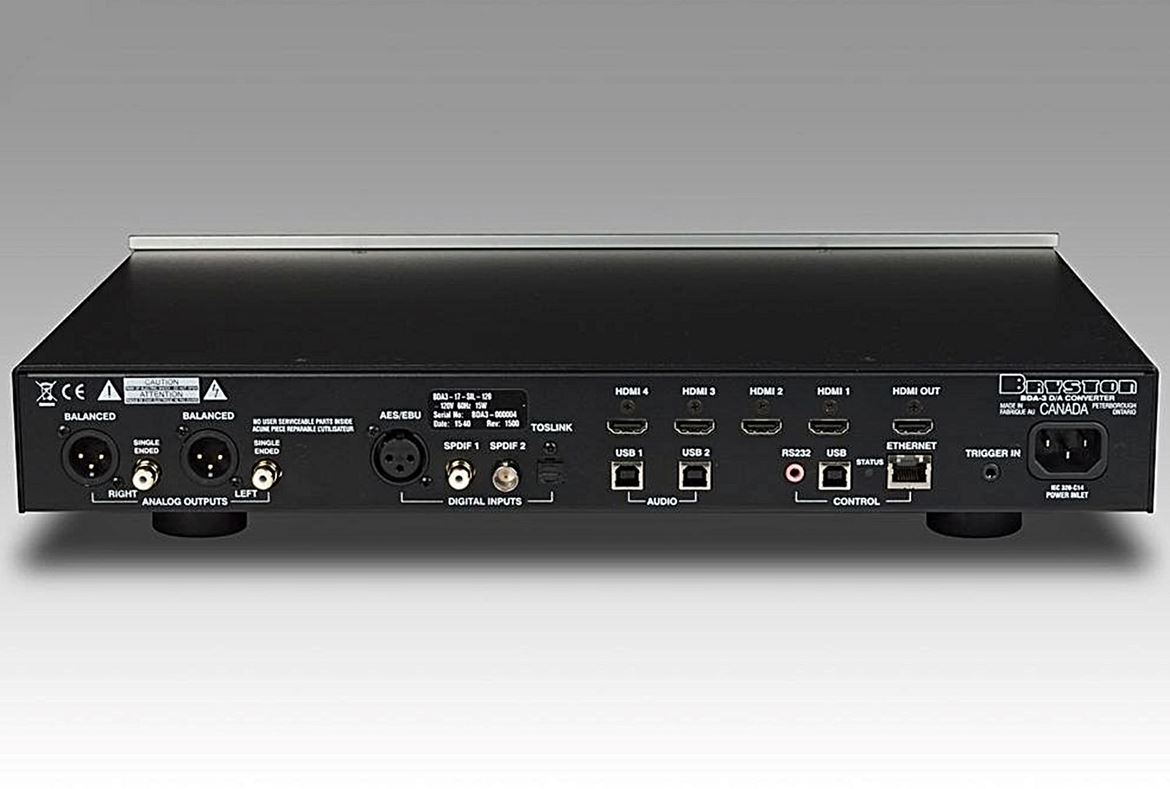 O BDA-3 tem 10 entradas digitais: 4 x HDMI, 2 x  USB, 1 x  AES-EBU, 1 x ótica (Toslink), 1 x RCA (SPDIF coaxial) , 1 x  BNC. Saídas RCA  e XLR (balanceadas) e saída HDMI.
