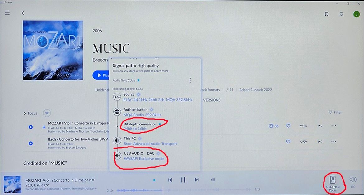 No Roon vai aparecer como USB AUDIO DAC. Faz downsampling para 16-bit/48kHz mas não rejeita nada: nem mesmo MQA a 352,8kHZ (ver foto)