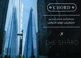 Convite da Chord para o almoço de lançamento do Mojo, no restaurante Hutong, no 33º andar da Torre Shard (ao fundo na foto).
