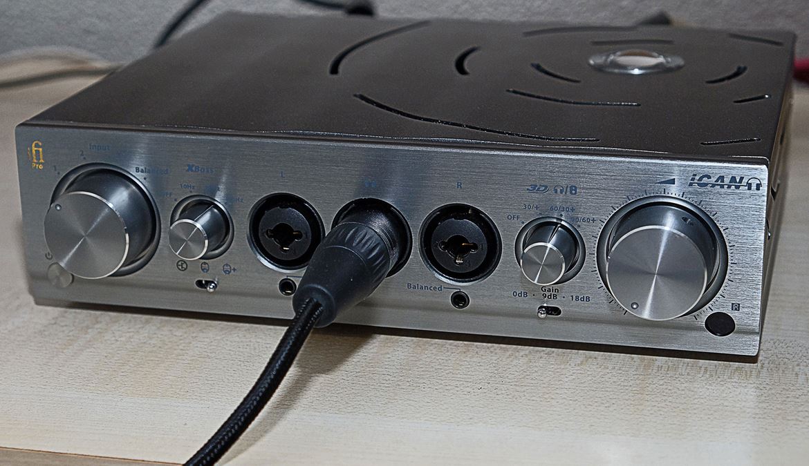 iFI iCAN Pro high quality, high power fully balanced solid state/valve headphone amplifier/line preamp.