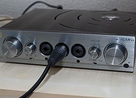iFI iCAN Pro high quality, high power fully balanced solid state/valve headphone amplifier/line preamp.