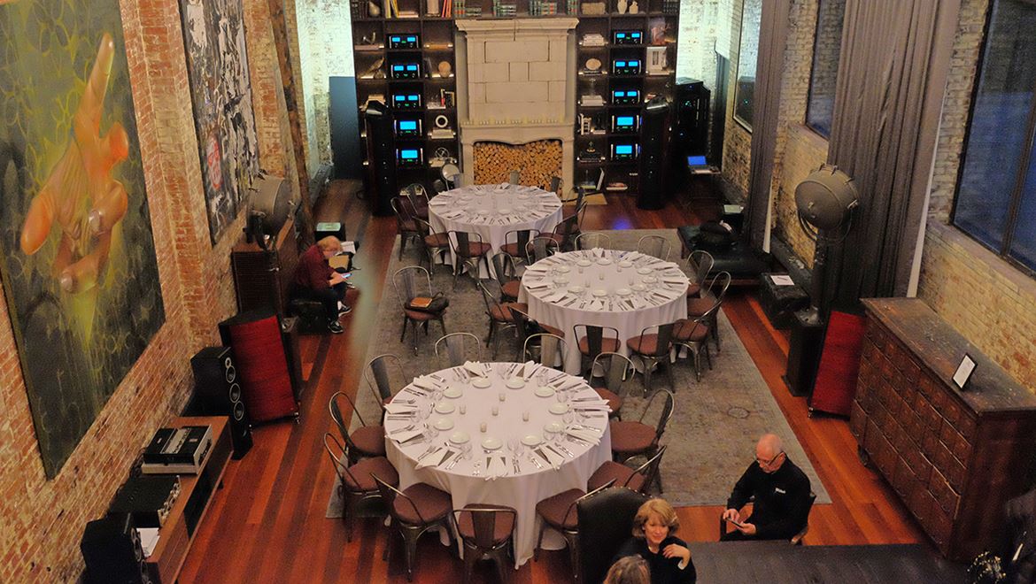 The WOM Townhouse mainroom: the tables ready to serve the privileged guests with a menu of highend braised duck and pumpkin ravioli.