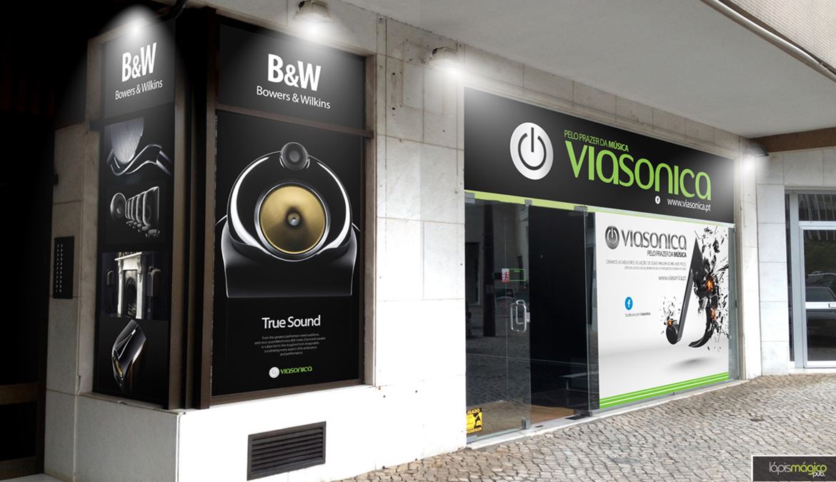 Fachada da nova loja da Viasonica, no Largo do Casal Vistoso, 3B, ao Areeiro, Lisboa